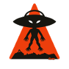 Alien Shadow Under Orange Triangle