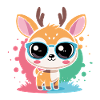 Adorable Deer Blue Glasses