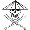 Asian Jolly Roger with conical hat