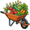 Wheelbarrow vegetables vegetable garden harvest