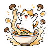 Chat ramen joyeux