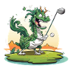Golfender Drache am Tee