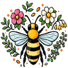 Bee and flowers nature garden