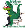 Dino auf Toilette im Freien