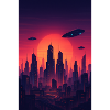 Red Sunset Skyline Future