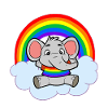 Nuvola arcobaleno colorata di elefante