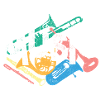 Farbenfrohe Musikmotive