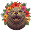 Seal with hibiscus flower wreath