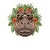 Tropical Hippo with Sunglasses