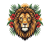 Lion's head in a tropical frenzy