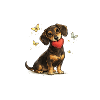 Dachshund Heart Dog with Butterflies