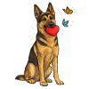 German Shepherd with Heart and Butterflies