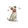 Dalmatian puppy with heart and butterflies