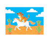 Cat cowboy in desert ride
