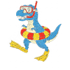 Snorkeling dinosaur on the beach