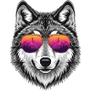 Cool Wolf with Sunglasses Graphic Tee