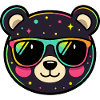 Polychromer Neon-Panda mit Brille