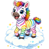 Cute rainbow zebra on cloud kawaii