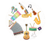Kreis der Musik Instrumente