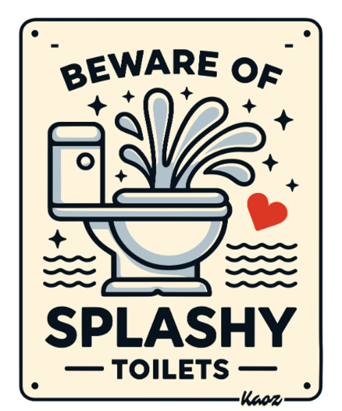 Vorsicht: Splashy Toilets-Schild