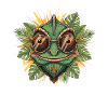 Chameleon with glasses in the jungle