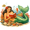 Retro havfrue-pin-up i Coral Reef Reading