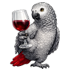 African grey parrot wine glass