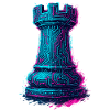 Cyberpunk Neon Futuristic Chess Tower