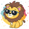 Bunter Löwe mit Brille