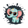 Pastell-Elefant mit bunten Brillen