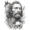 Man, Horse and Skull