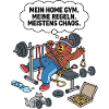 Chaos im Heimtraining-Bär