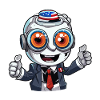 Robot mascot with flag hat