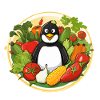 Penguin in the vegetable paradise