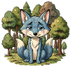 Blauer fuchs tier traurig wald