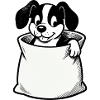 Dog in bag cartoon