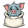 Weinendes Schwein im Sack Illustration