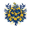 Blue Gold Flower Circle Pattern