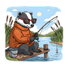 Cool badger fishing at the lake