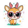 Kawaii deer with pink glasses