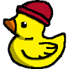 Cute Pixel Duck in Red Beanie