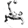 Overhead kick footballer sketch dynamic