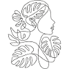 Botanical Line Art: Woman Profile