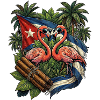 Cuba Flag Flamingo