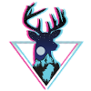 Cosmic Deer Mountain Neon Triangle Art