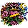 Herz Krone Blumen Kolibri Design