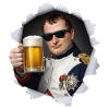 Napoleon holds a beer