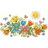 La primavera fiorisce fiori e uccelli al sole