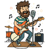 Rockguitar-sanger scenehumor