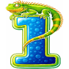 Green lizard over number one